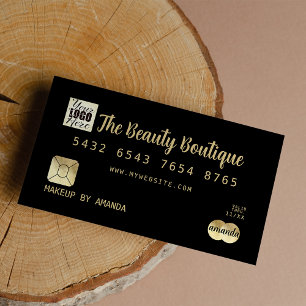 Visite Élégant Noir Noir Or Luxe Logo de carte de crédit