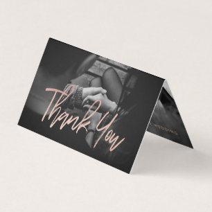 Visite Élégant Rose Gold Foil Script Photo Carte de remer