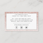 Visite Élégant Rose Parties scintillant or Carte de visit (Dos)