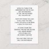 Visite Elégante carte de prière funéraire photo (Dos)