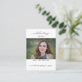 Visite Elégante carte de prière funéraire photo (Debout devant)