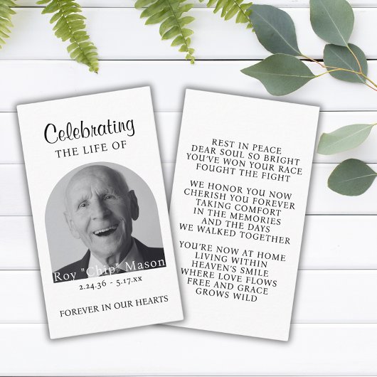 Visite Elégante carte de prière funéraire photo