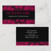 Visite Elégante carte de profil baroque Fushia & Black (Devant / Derrière)