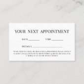 Visite Elégante carte de rappel florale noire (Dos)