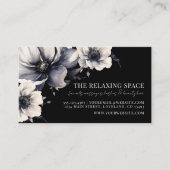 Visite Elégante carte de rappel florale noire (Devant)