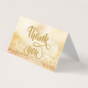 Visite Élégante Carte de remerciements Bokeh Gold Glitter