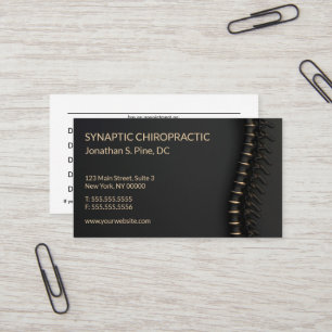 Visite Elégante carte de rendez-vous Black & Gold Spine C