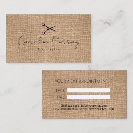 Visite Elégante carte de rendez-vous coiffeur (Devant / Derrière)