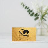 Visite Elégante carte de rendez-vous coiffeuse en or noir (Debout devant)