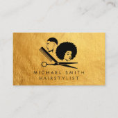 Visite Elégante carte de rendez-vous coiffeuse en or noir (Devant)