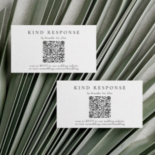 Visite Élégante carte RSVP de mariage QR classique