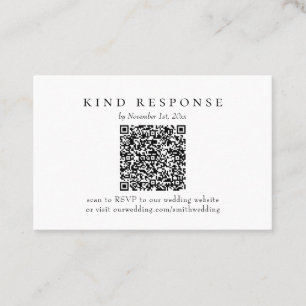Visite Élégante carte RSVP de mariage QR classique