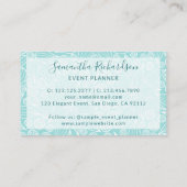 Visite Élégante typographie moderne Turquoise Carte de vi (Dos)