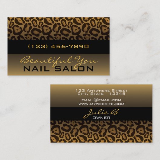 Visite Empreinte de léopard horizontal Elegant Carte de v (Devant / Derrière)