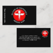 Visite EN COQUE DE LA carte d'alerte Médicale d'URGENCE (Devant / Derrière)