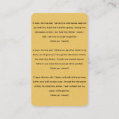 Visite Enfant Jésus de Prague Novena carte de prière (Dos)