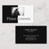 Visite Enseignant de musique piano noir et blanc Carte de (Devant / Derrière)