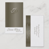 Visite Étain et blanc de monogramme de carte d'entreprise (Devant / Derrière)