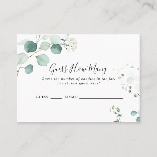 Visite Été Vert Eucalyptus Devinez Combien De Carte De Je (Devant)