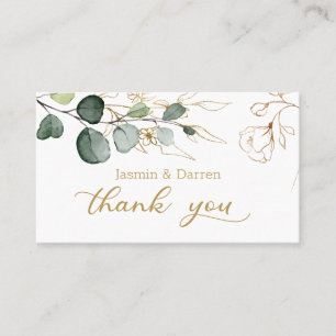 Visite Eucalyptus Feuille Gold Floral Carte de remercieme