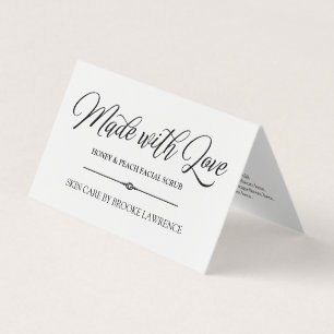 Visite Fabriqué avec amour - Carte produit de soins de la