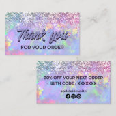 Visite fausse parties scintillant opal merci carte de vis (Devant / Derrière)