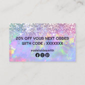 Visite fausse parties scintillant opal merci carte de vis (Dos)