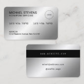 Visite Faux argent carte de crédit métallique (Devant / Derrière)