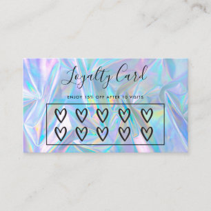 Visite Faux Coeurs Holographiques Carte de fidélité perso