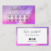 Visite Faux Coeurs Holographiques Carte de fidélité perso (Devant / Derrière)