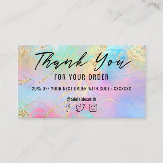 Visite faux feuille de marbre fluide merci carte de visit (Devant)