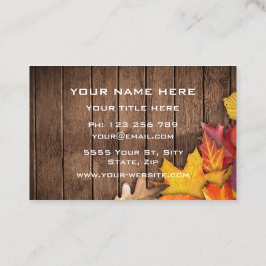 Visite Feuilles d'automne sur le modèle de carte de visit (Dos)
