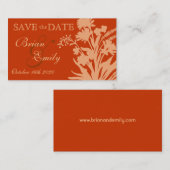 Visite Fleur de pêche orange enregistrer la date carte de (Devant / Derrière)