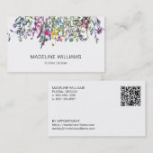 Visite Fleur sauvage Floral Design QR Code Carte de visit (Devant / Derrière)