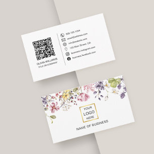 Visite Fleur sauvage QR Code Social Media Icon Carte de v