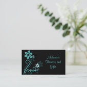 Visite Fleurs exquises Carte de visite, Turquoise (Debout devant)