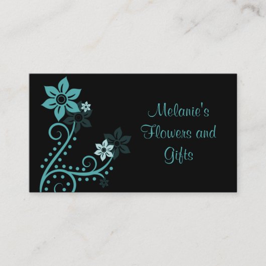 Visite Fleurs exquises Carte de visite, Turquoise (Devant)