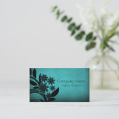 Visite Fleurs foncées Carte de visite, Turquoise (Debout devant)