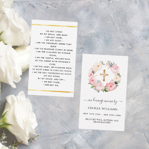 Visite Fleurs roses blanches croisent la carte de prière