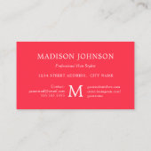 Visite Fraises Monogramme rouge sur mesure | CARTE DE VIS (Dos)