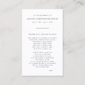 Visite Funérailles Carte de prière St. Francis en noir et (Devant)