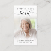 Visite Funérailles Forever Hearts Script Carte de prière  (Devant)