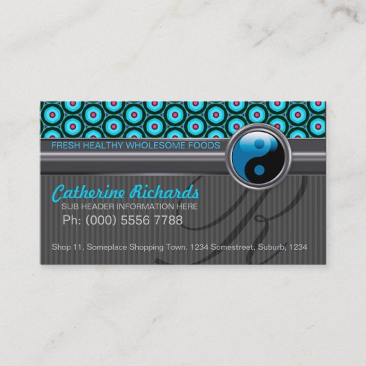 Visite Funky Aqua Design Argent Style Café Carte de visit (Devant)