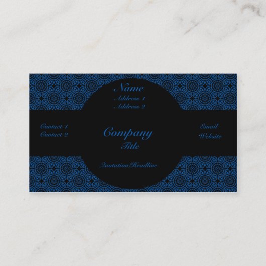 Visite Funky Elegance Carte de visite, Bleu (Devant)
