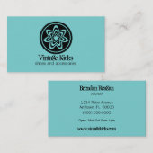 Visite Funky Retro Bloom Carte de visite, Turquoise (Devant / Derrière)