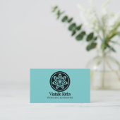 Visite Funky Retro Bloom Carte de visite, Turquoise (Debout devant)