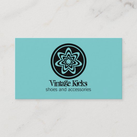 Visite Funky Retro Bloom Carte de visite, Turquoise (Devant)