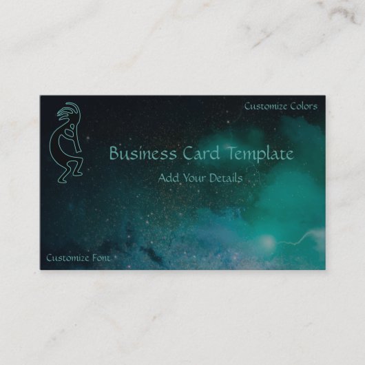 Visite Galaxy Space Turquoise Kokopelli Logo Carte de vis (Devant)
