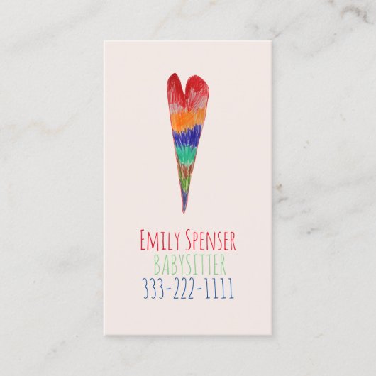 Visite Garde d'enfants et garde d'enfants Carte de coeur (Devant)