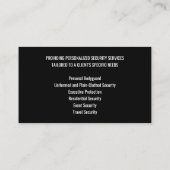 Visite Garde du corps Services de sécurité Carte d'identi (Dos)